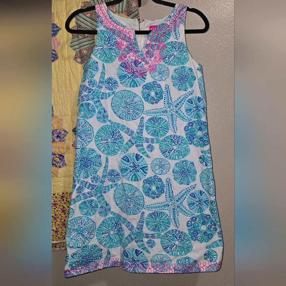 Lilly Pulitzer Blue and White Shells Sleeveless Sundress